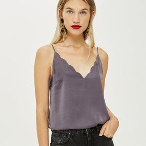 TOPSHOP Satin Scallop Cami Top